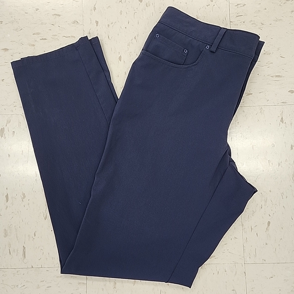 Samuelsohn Navy Blue Elite Tech Nylon Golf Casual Flat Front Pants Men's Size 34